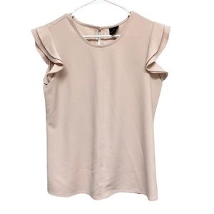 Worthington Women's Blouse Top Size M Sleeveless with Ruffles Light Peachy Pink